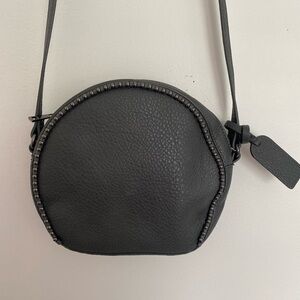 NWOT Sole Society Gray Textured Faux Leather Round Crossbody Purse Bag Bead Trim
